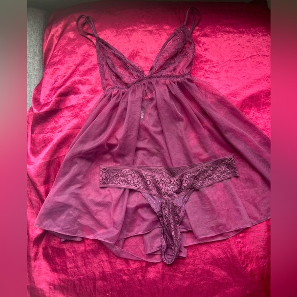 Victoria’s Secret Burgundy Babydoll with matching panties - Picture 1 of 6